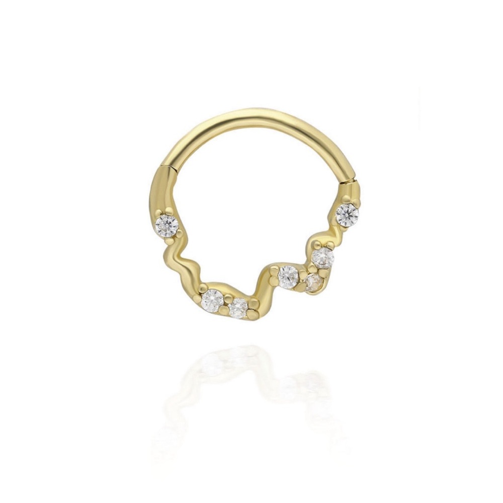 Abstract 14K Yellow Gold and CZ Clicker - PUPIL HALL REPLICA
